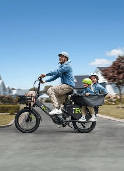 Alquiler de Bicicleta eléctrica cargo para llevar a los niños al cole